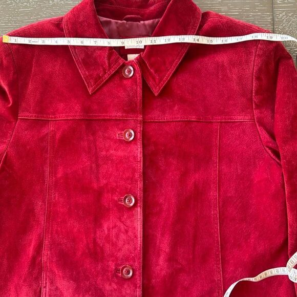 CHEROKEE Vintage Women’s Size XL Red Suede Leather Jacket Coat Button Up GUC - Picture 5 of 16